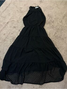 Grace Karin Black Halter Tiered Maxi Dress